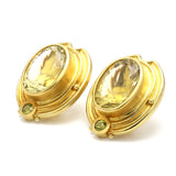 Vintage 31.30 Grams Oval Shape Citrine 18 Karat Yellow Gold Clip On Earring