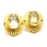 Vintage 31.30 Grams Oval Shape Citrine 18 Karat Yellow Gold Clip On Earring