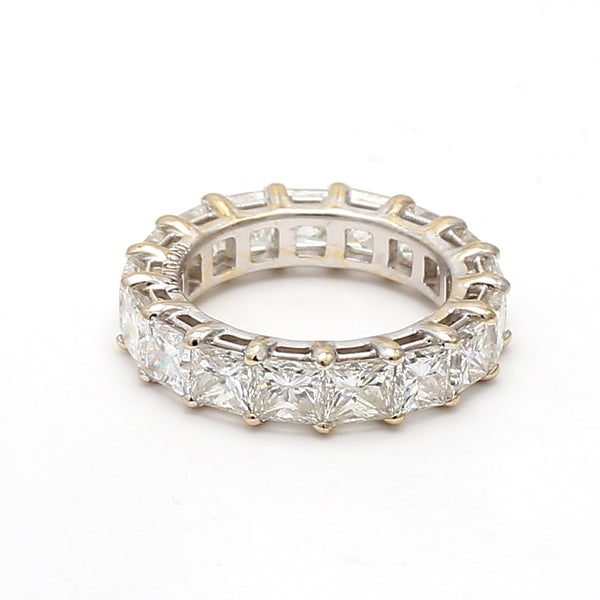 7.92 Carat Princess Cut G-VVS2 Diamond 18 Karat White Gold Eternity Band Ring