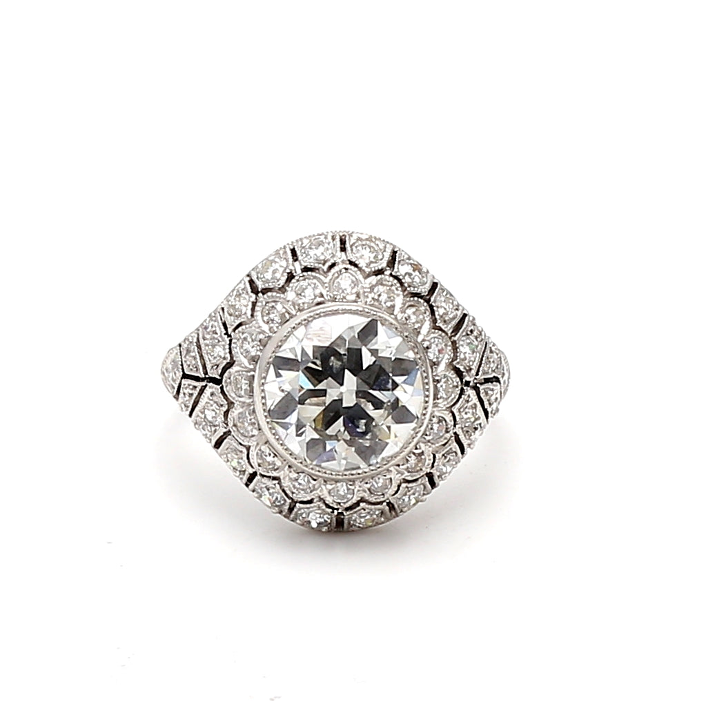 2.79 Carat Circular Brilliant Cut J-SI2 Diamond Platinum Engagement Ring