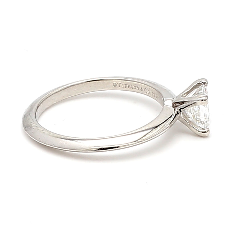 Tiffany and Co 0.72 Carat Princess Cut Shape F-SI1 Diamond Platinum Engagement Ring