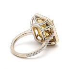 11.36 Carat Radiant Cut U-VS2 Diamond 18 Karat Two Tone Gold Halo Ring
