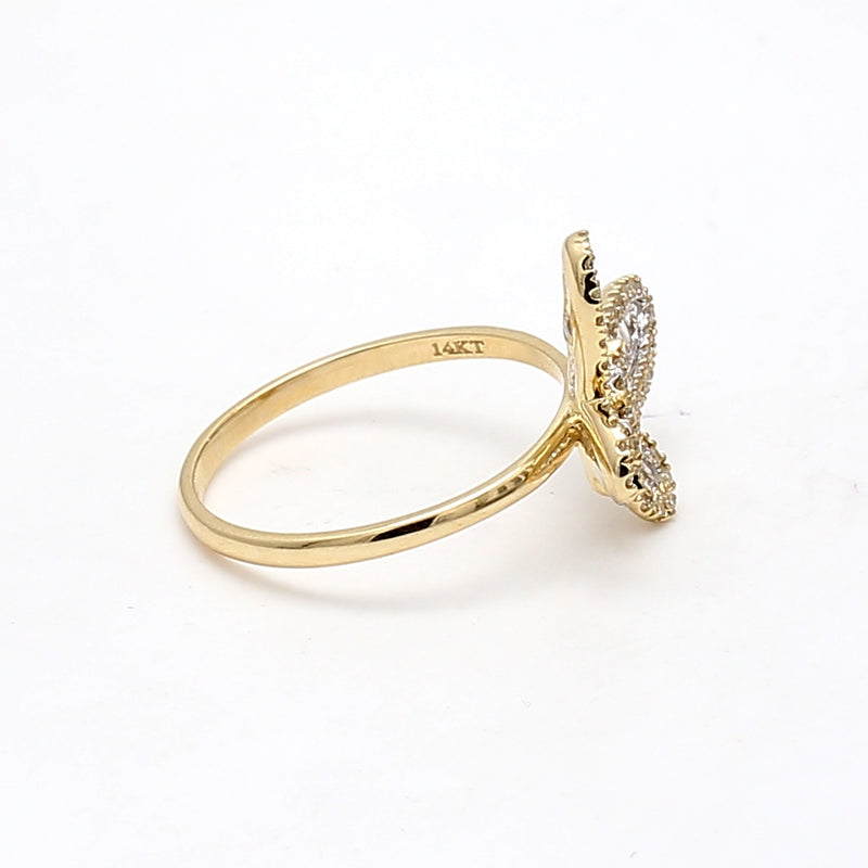 0.40 Carat Baguette Shape H-VS2 Diamond 14 Karat Yellow Gold Cluster Ring