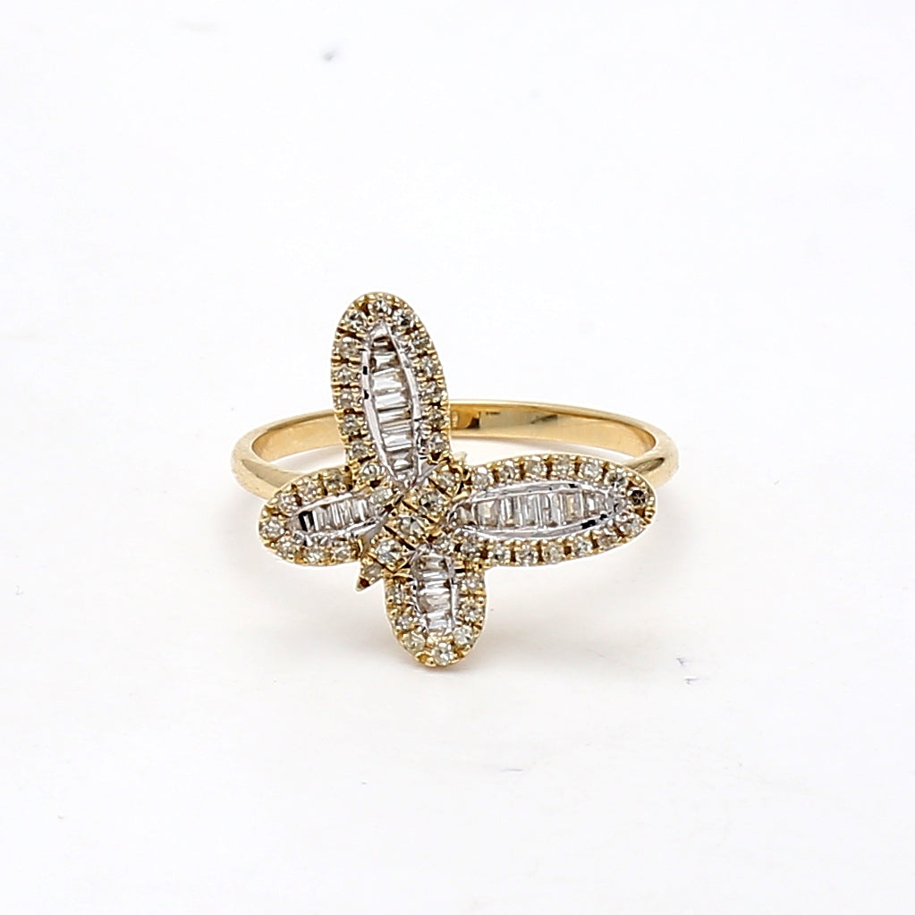 0.40 Carat Baguette Shape H-VS2 Diamond 14 Karat Yellow Gold Cluster Ring