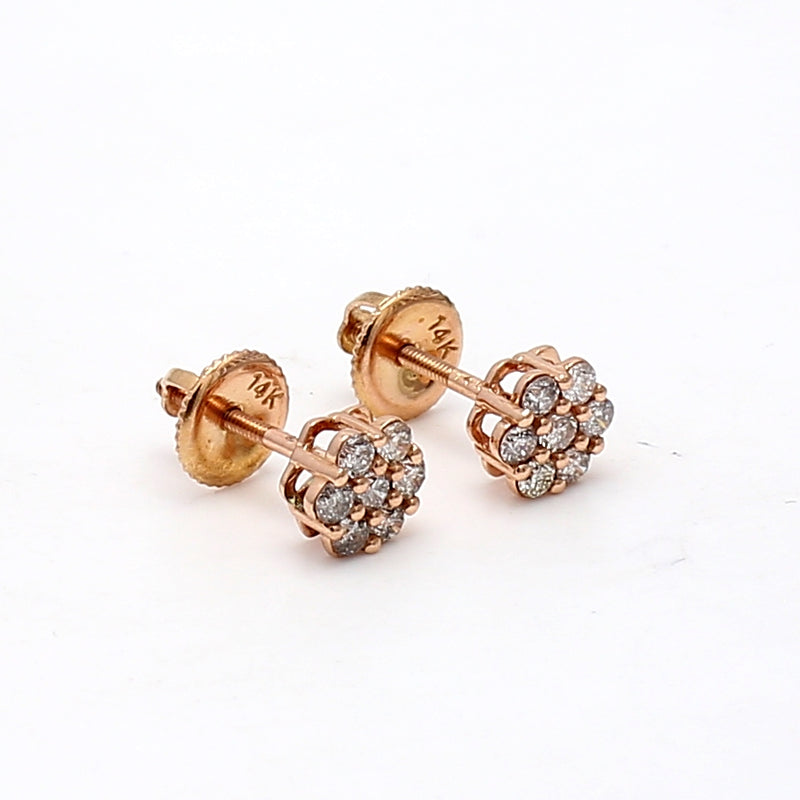 0.50 Carat Round Brilliant J-I1 Diamond 14 Karat Rose Gold Stud Earring