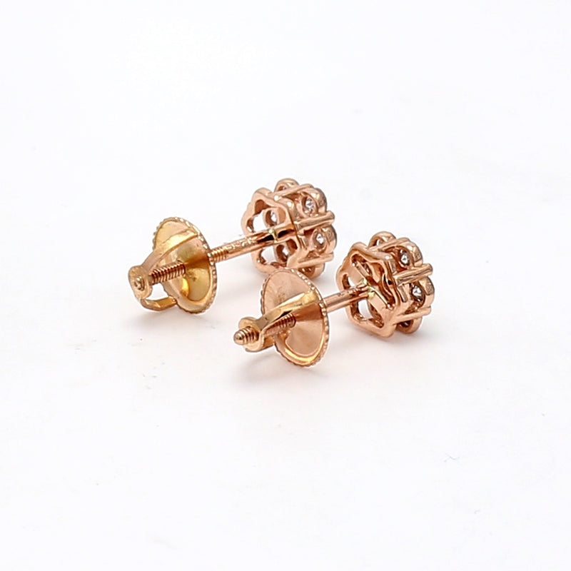 0.50 Carat Round Brilliant J-I1 Diamond 14 Karat Rose Gold Stud Earring