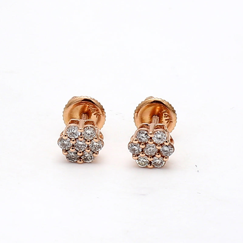 0.50 Carat Round Brilliant J-I1 Diamond 14 Karat Rose Gold Stud Earring