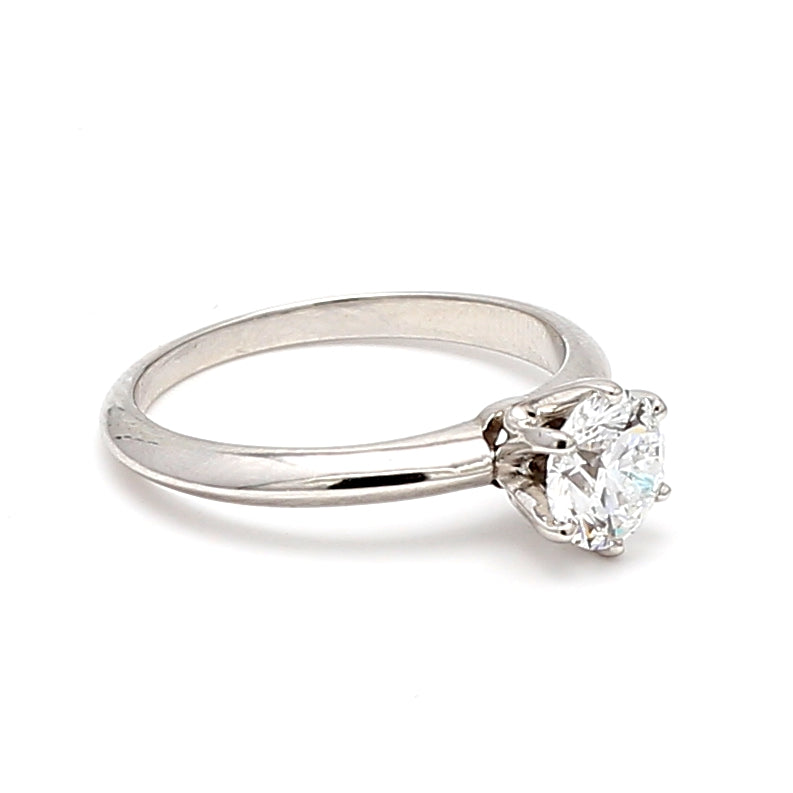 Tiffany and Co 0.80 Carat Round Brilliant Shape D-VS1 Diamond Platinum Engagement Ring