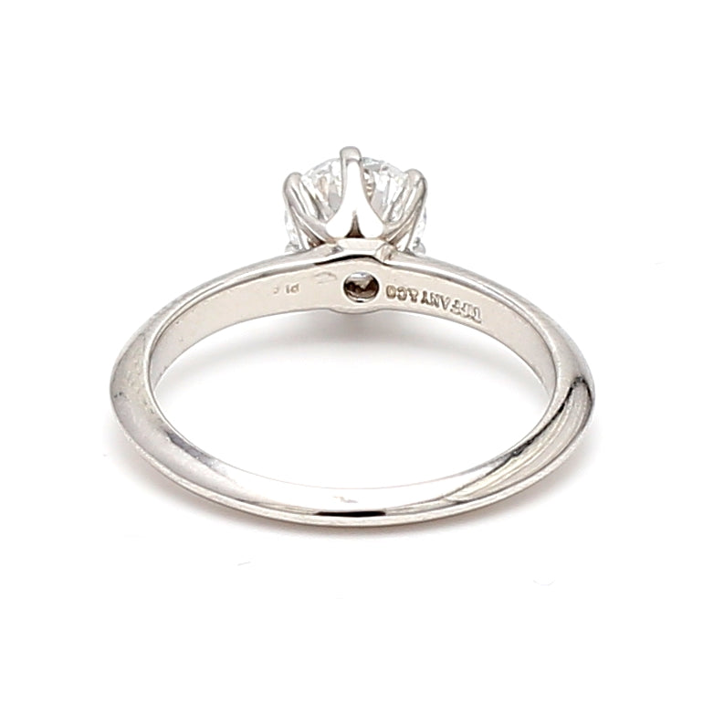 Tiffany and Co 0.80 Carat Round Brilliant Shape D-VS1 Diamond Platinum Engagement Ring