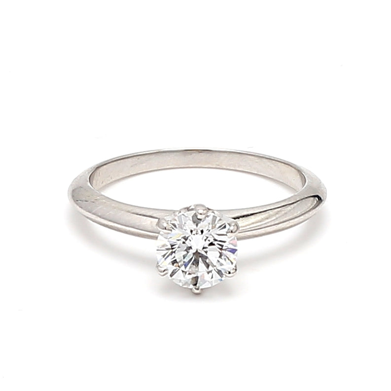 Tiffany and Co 0.80 Carat Round Brilliant Shape D-VS1 Diamond Platinum Engagement Ring