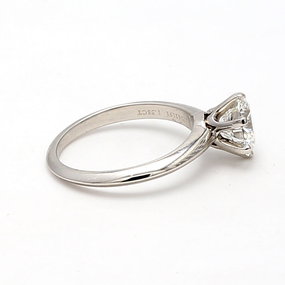 Tiffany and Co 1.58 Carat Round Brilliant G-VVS2 Diamond Platinum Engagement Ring