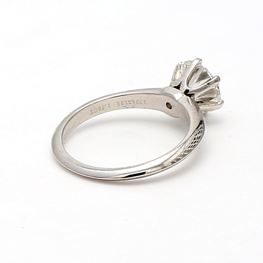 Tiffany and Co 1.58 Carat Round Brilliant G-VVS2 Diamond Platinum Engagement Ring