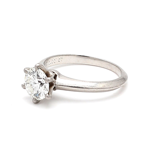 Tiffany and Co 1.04 Carat E-VS1 Diamond Platinum Engagement Ring