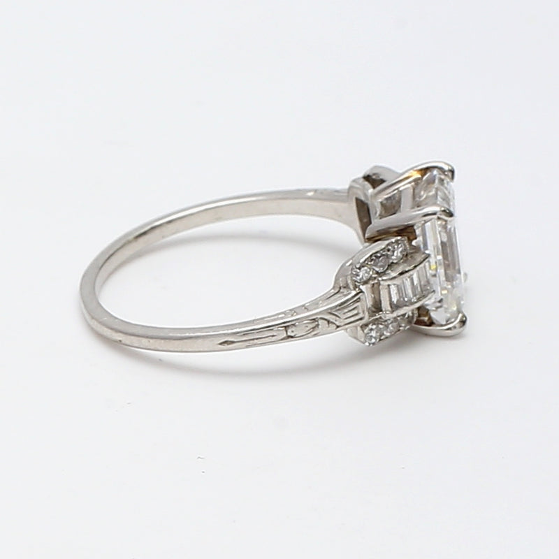 2.24 Carat Asscher Cut Shape D-IF Diamond Platinum Art Deco Ring