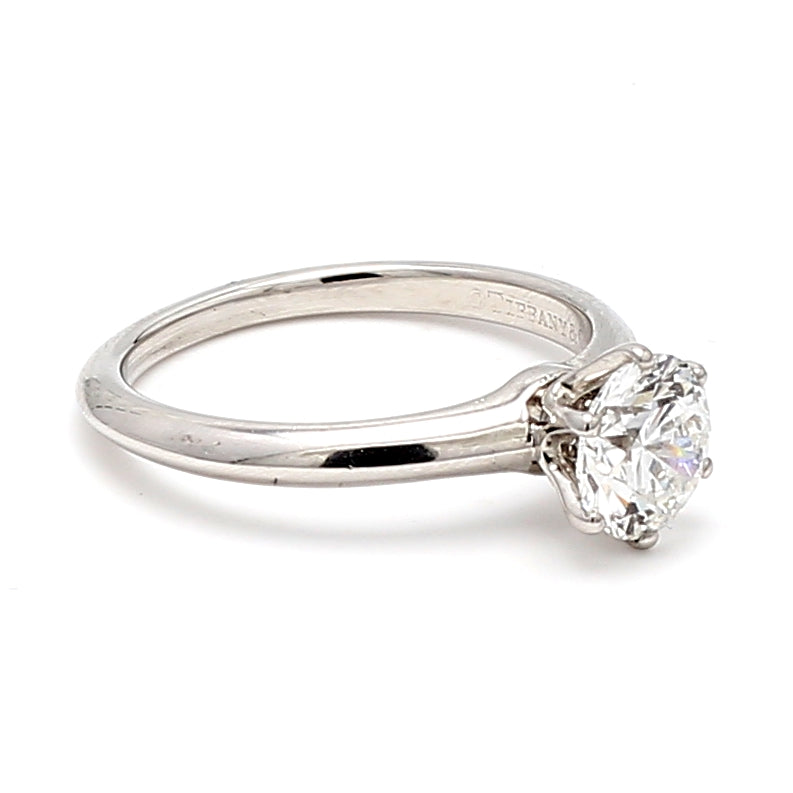 Tiffany and Co 1.26 Carat Round Brilliant F-VVS1 Diamond Platinum Engagement Ring