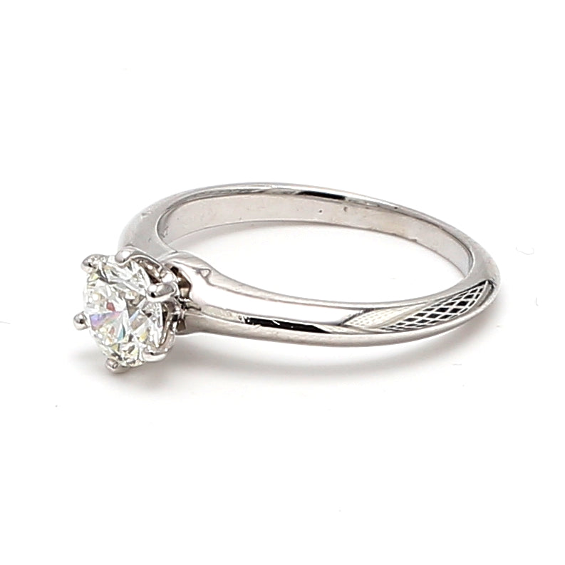 Tiffany and Co 0.77 Carat Round Brilliant Shape G-VS2 Diamond Platinum Engagement Ring