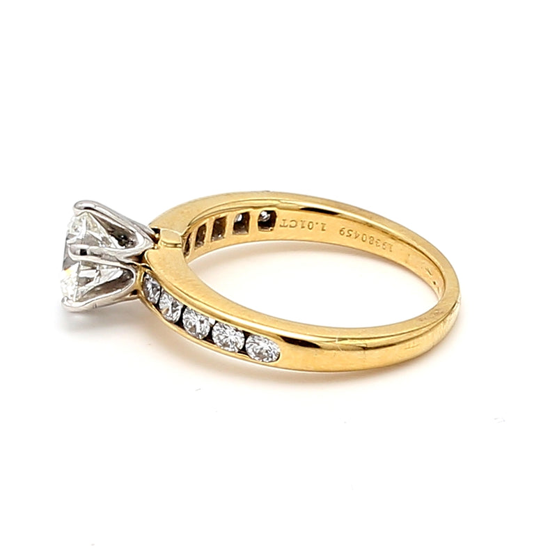 Tiffany and Co 1.01 Carat Round Brilliant Shape G-VVS1 Diamond 18 Karat Yellow Gold Engagement Ring