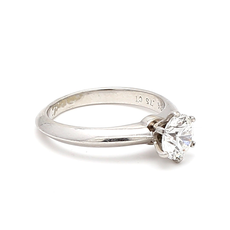 Tiffany and Co 0.75 Carat Round Brilliant Shape F-VVS1 Diamond Platinum Engagement Ring