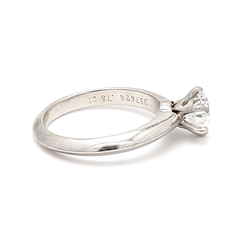 Tiffany and Co 0.75 Carat Round Brilliant Shape F-VVS1 Diamond Platinum Engagement Ring