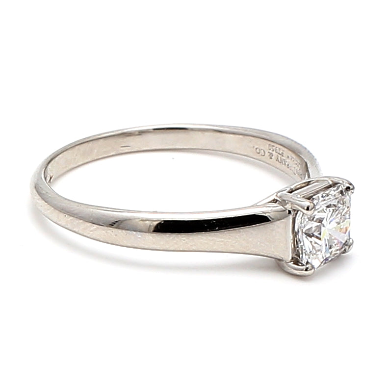 Tiffany and Co 0.92 Carat Radiant Cut Shape E-VVS2 Diamond Platinum Engagement Ring