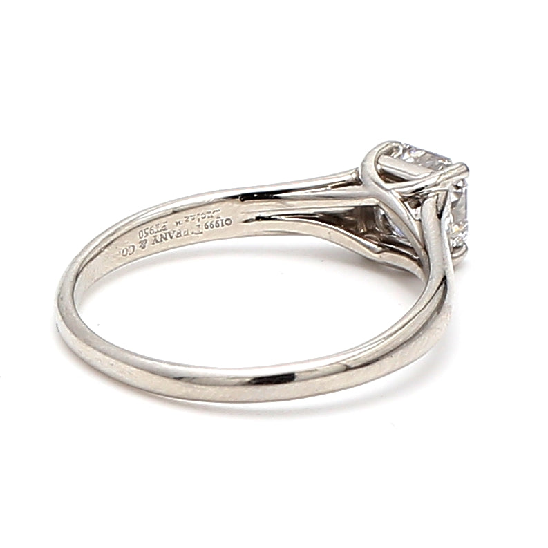 Tiffany and Co 0.92 Carat Radiant Cut Shape E-VVS2 Diamond Platinum Engagement Ring
