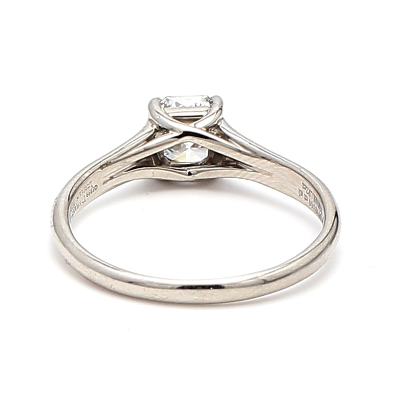 Tiffany and Co 0.92 Carat Radiant Cut Shape E-VVS2 Diamond Platinum Engagement Ring