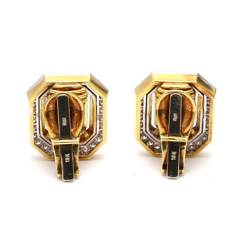 Tiffany and Co 7.05 Carat Emerald Cut Tourmaline 18 Karat Yellow Gold Clip On Earring