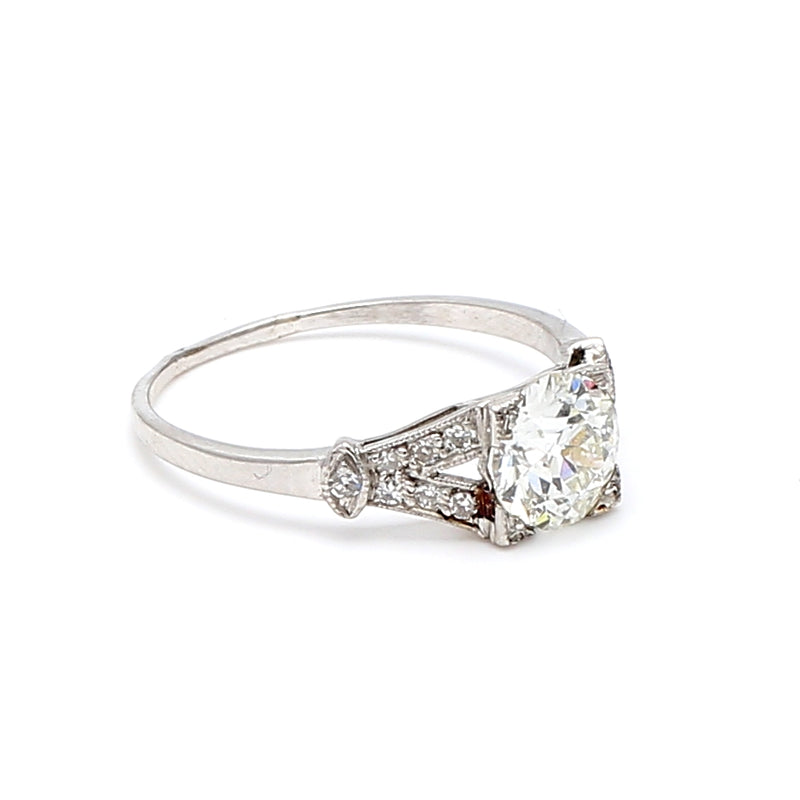 1.10 Carat Round Brilliant Shape J-VS1 Diamond Platinum Engagement Ring