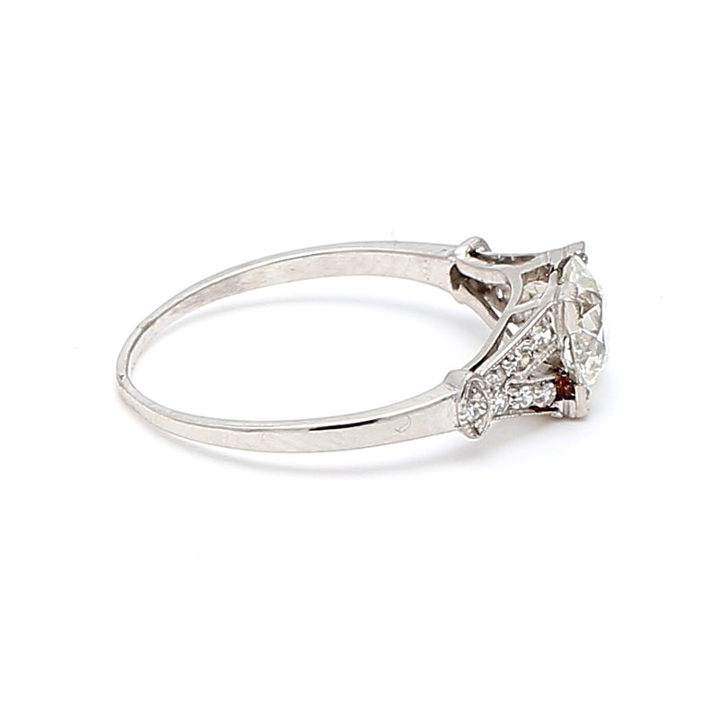 1.10 Carat Round Brilliant Shape J-VS1 Diamond Platinum Engagement Ring