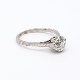 1.13 Carat Old European Cut Shape I-SI1 Diamond Platinum Engagement Ring