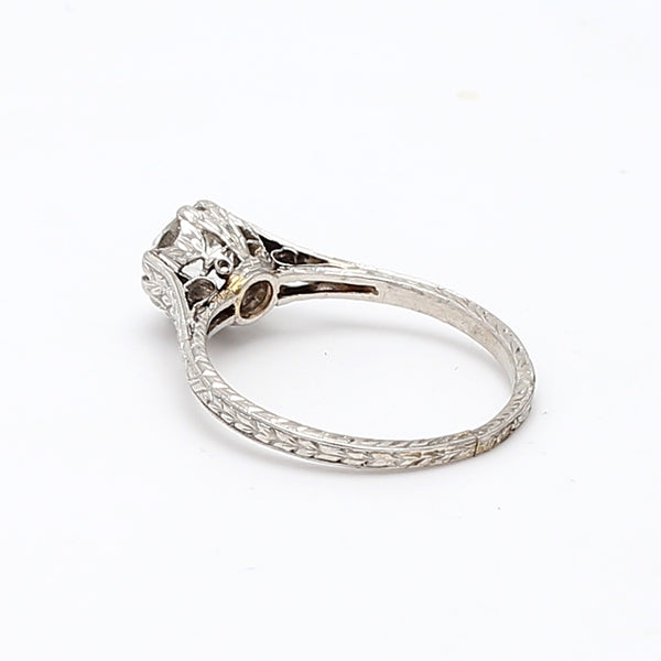 1.13 Carat Old European Cut Shape I-SI1 Diamond Platinum Engagement Ring