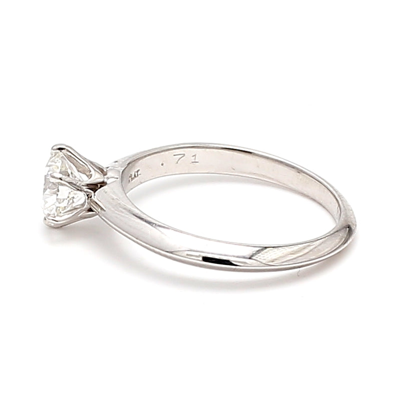 Tiffany and Co 0.71 Carat Round Brilliant Shape G-VVS1 Diamond Platinum Engagement Ring