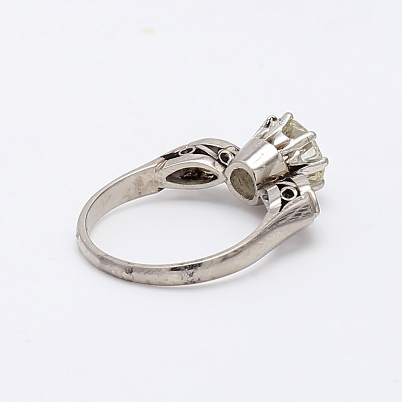1.20 Carat Old Minor Cut K-VS1 Diamond Platinum Three-Stone Ring
