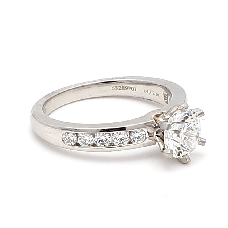Tiffany and Co 1.02 Carat Round Brilliant Shape E-VVS1 Diamond Platinum Engagement Ring