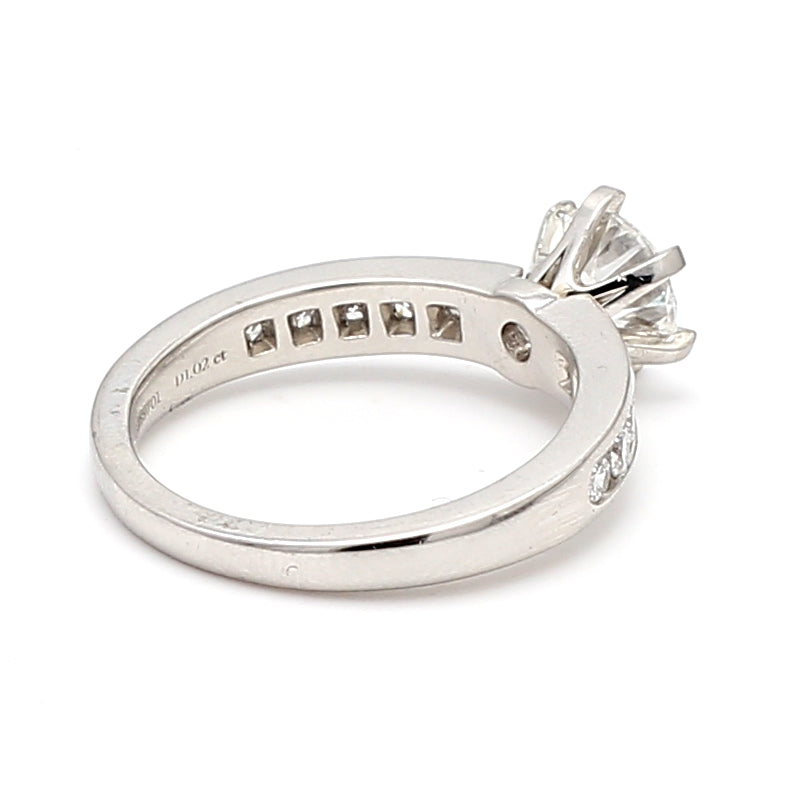 Tiffany and Co 1.02 Carat Round Brilliant Shape E-VVS1 Diamond Platinum Engagement Ring