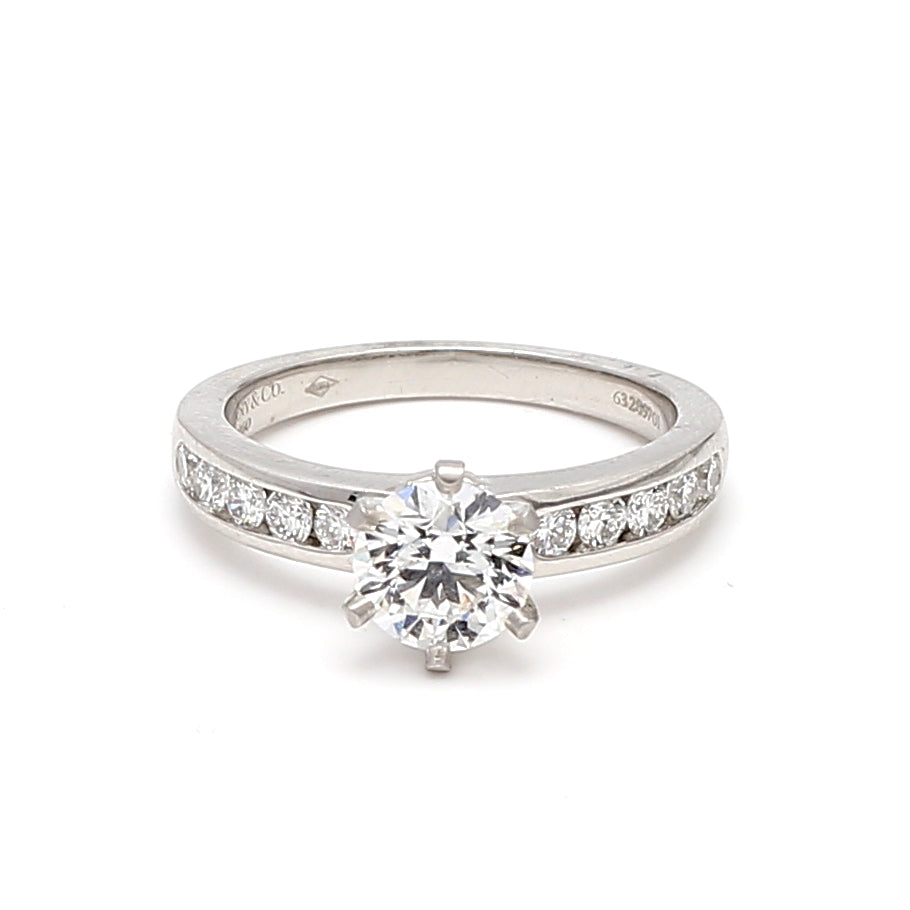 Tiffany and Co 1.02 Carat Round Brilliant Shape E-VVS1 Diamond Platinum Engagement Ring