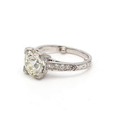 2.35 Carat Old European Cut N-VS2 Diamond Platinum Engagement Ring