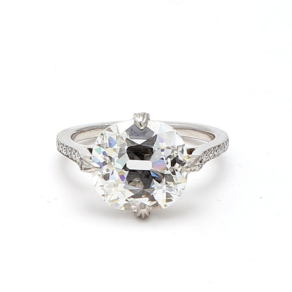 5.01 Carat Cushion Brilliant Shape H-VS2 Diamond Platinum Engagement Ring