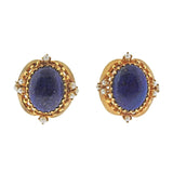 Vintage Blue Lapis 18 Grams 18 Karat Yellow Gold Clip On Earring