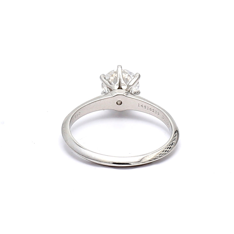 Tiffany and Co 1.12 Carat Round Brilliant E-VS1 Diamond Platinum Engagement Ring