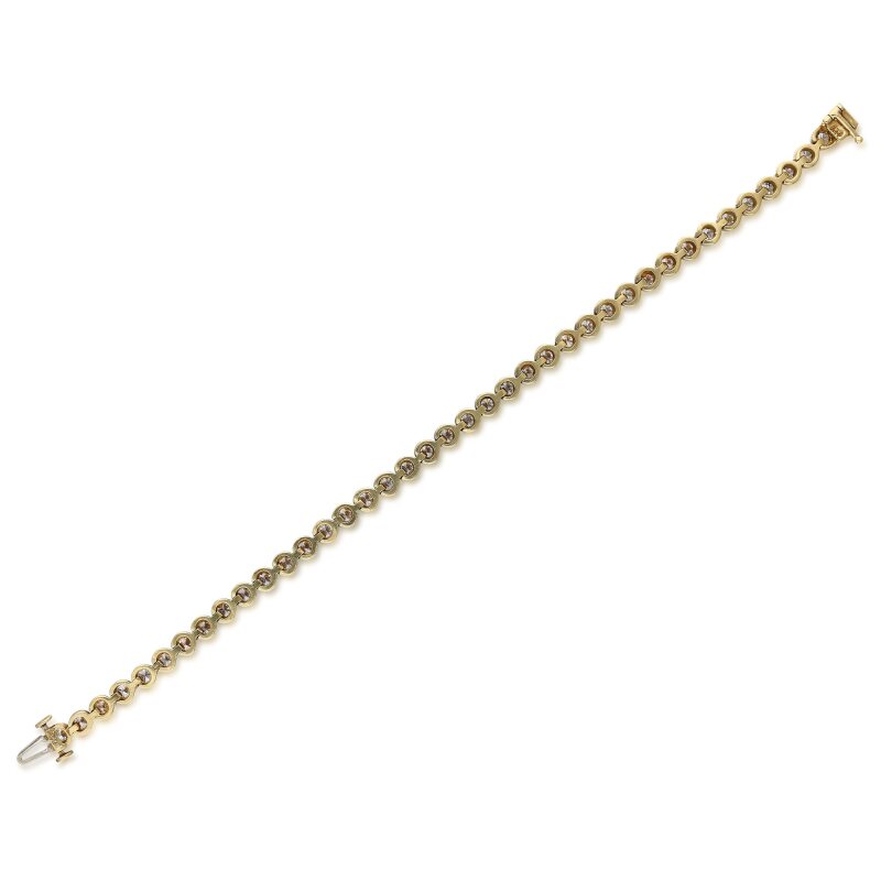 4.20 Carat G-VS1 Round Brilliant Diamond 18 Karat Yellow Gold Bracelet