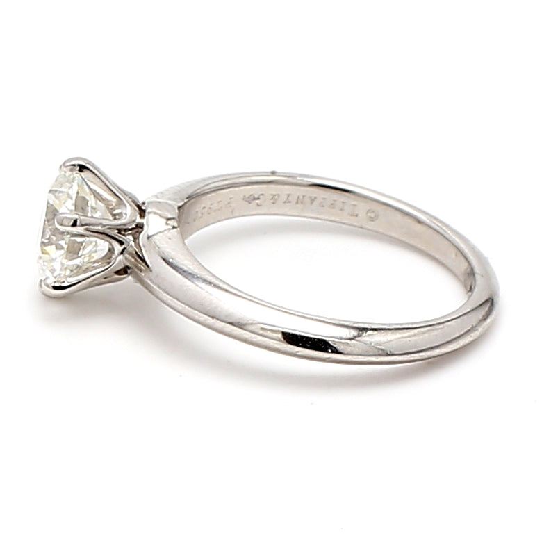 Tiffany and Co 1.33 Carat Round Brilliant Shape G-VS1 Diamond Platinum Engagement Ring