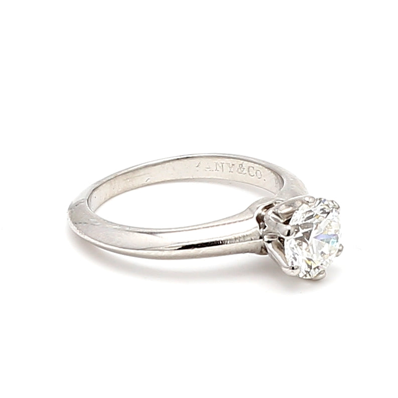 Tiffany and Co 0.81 Carat Round Brilliant Shape G-VVS1 Diamond Platinum Engagement Ring