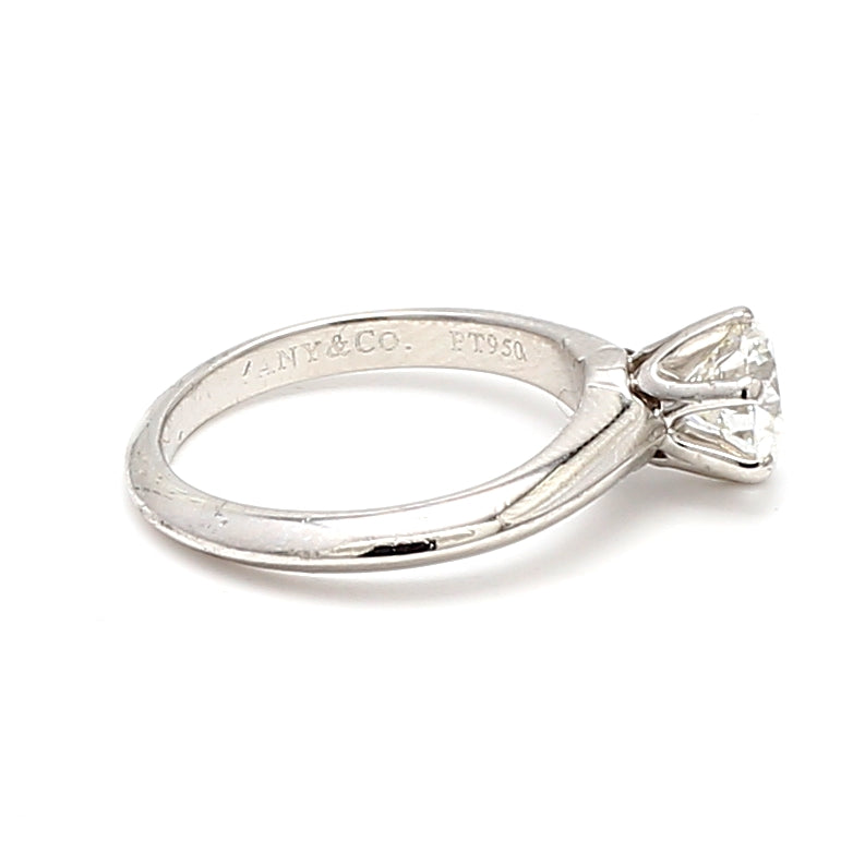 Tiffany and Co 0.81 Carat Round Brilliant Shape G-VVS1 Diamond Platinum Engagement Ring