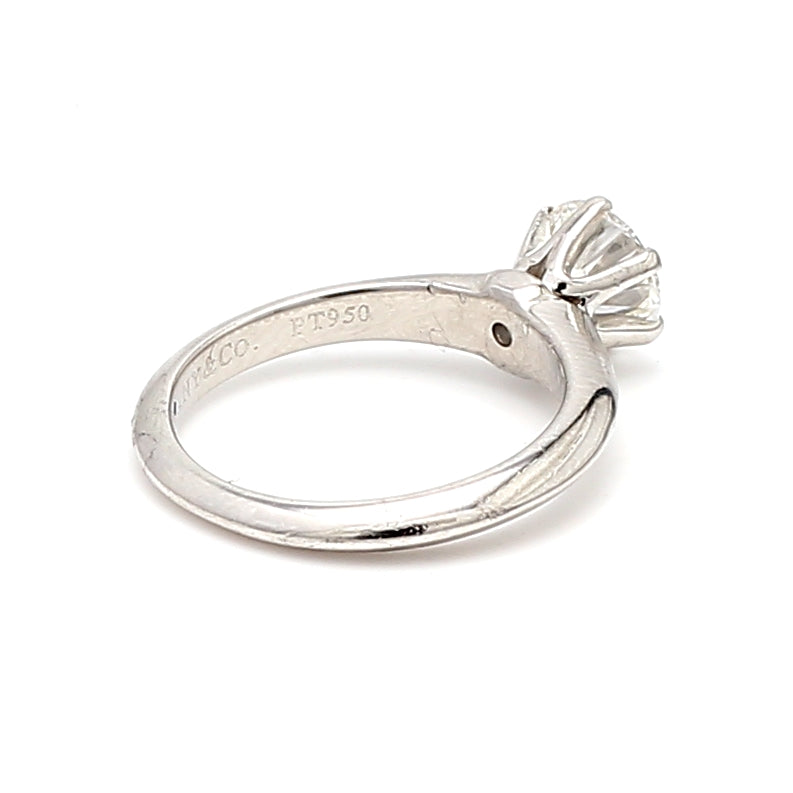 Tiffany and Co 0.81 Carat Round Brilliant Shape G-VVS1 Diamond Platinum Engagement Ring