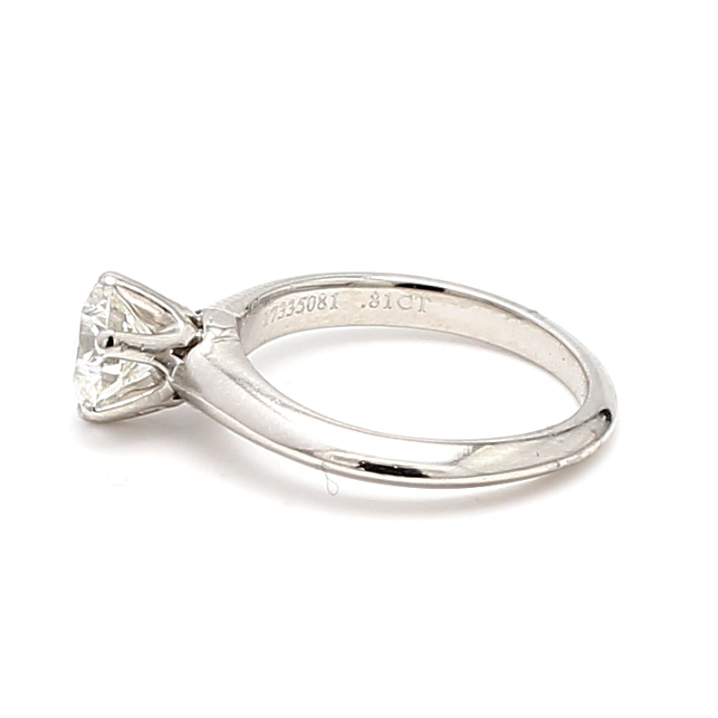 Tiffany and Co 0.81 Carat Round Brilliant Shape G-VVS1 Diamond Platinum Engagement Ring