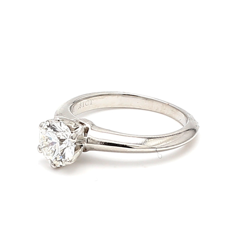 Tiffany and Co 0.81 Carat Round Brilliant Shape G-VVS1 Diamond Platinum Engagement Ring