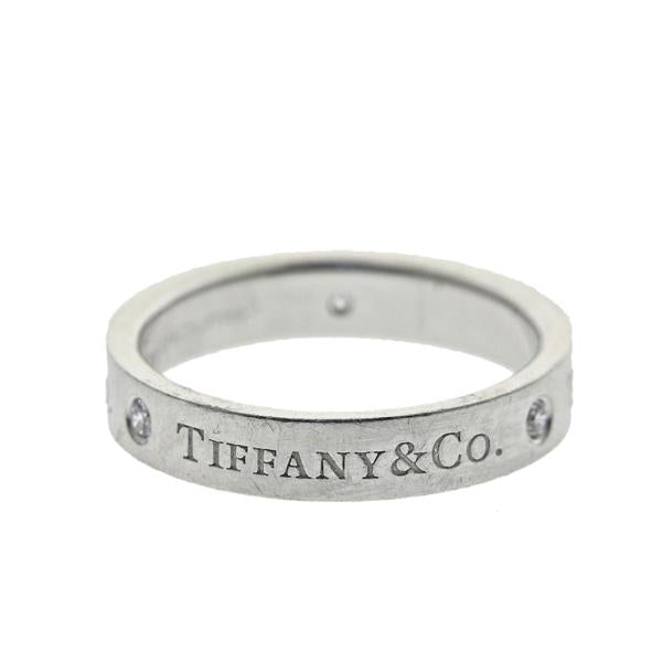 Tiffany and Co 0.12 Carat Round Brilliant Diamond Platinum Band Ring