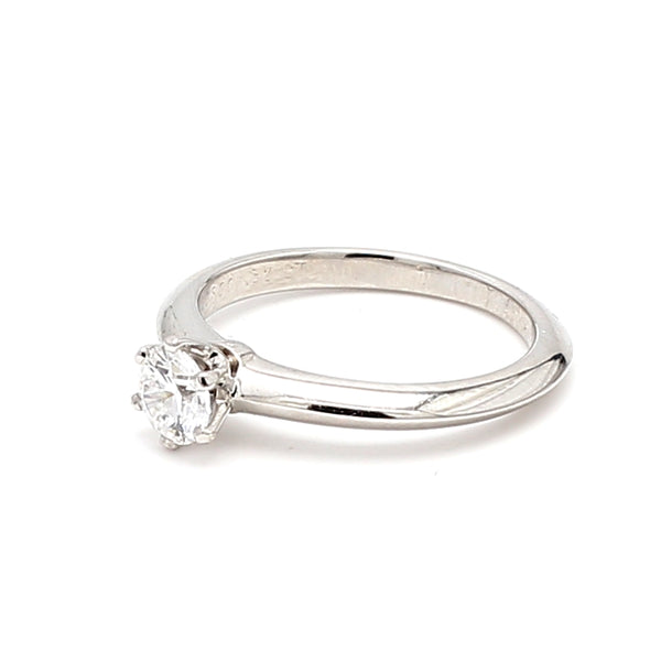 Tiffany and Co 0.32 Carat Round Brilliant Shape D-VVS1 Diamond Platinum Engagement Ring