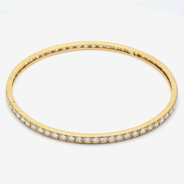 9.75 Carat Diamond 18 Karat Yellow Gold Bangle Bracelet